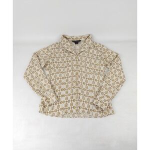 Brooks Brothers horsebit pattern 100% Silk Women's Button Down Blouse Size 4